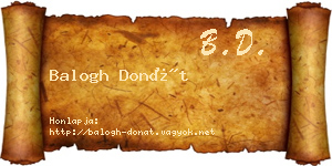 Balogh Donát névjegykártya